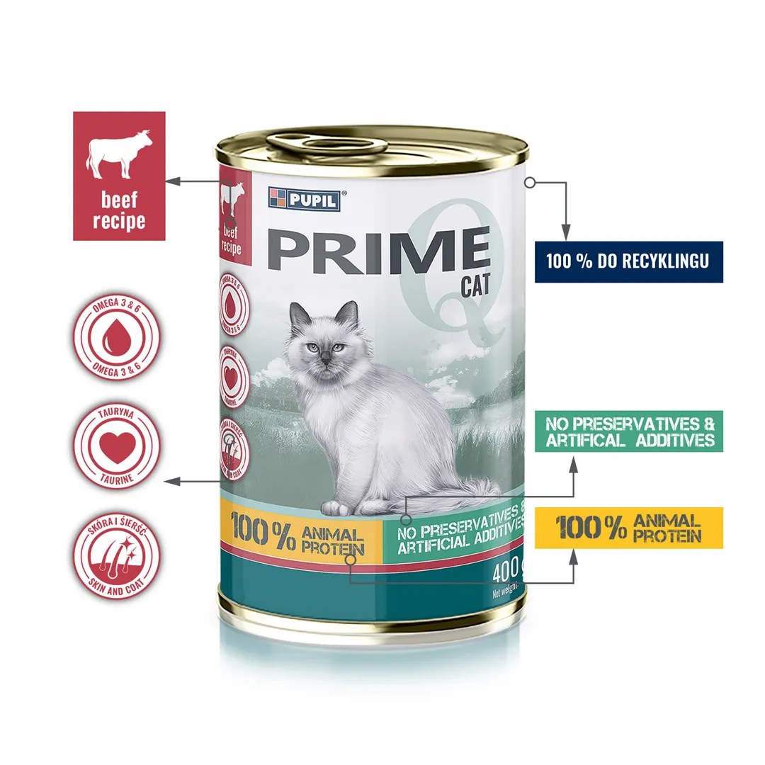 PUPIL Prime Rich in beef and liver - šlapias kačių maistas - 400g