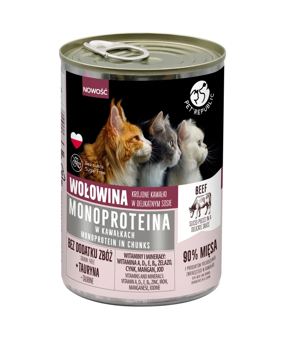 PET REPUBLIC Monoprotein Beef in sauce - šlapias kačių maistas - 400g