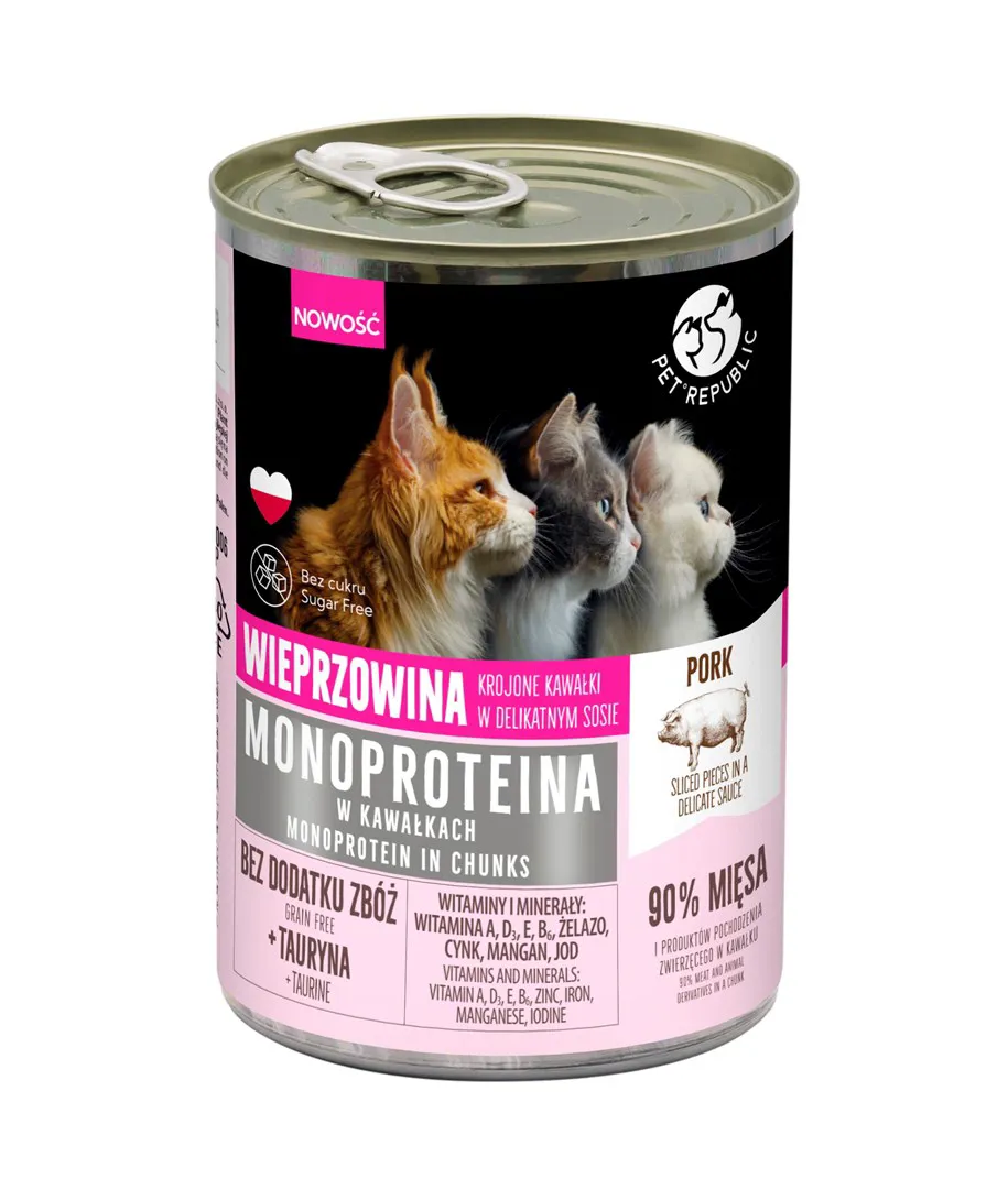 PET REPUBLIC Monoprotein Pork in sauce - šlapias kačių maistas - 400g