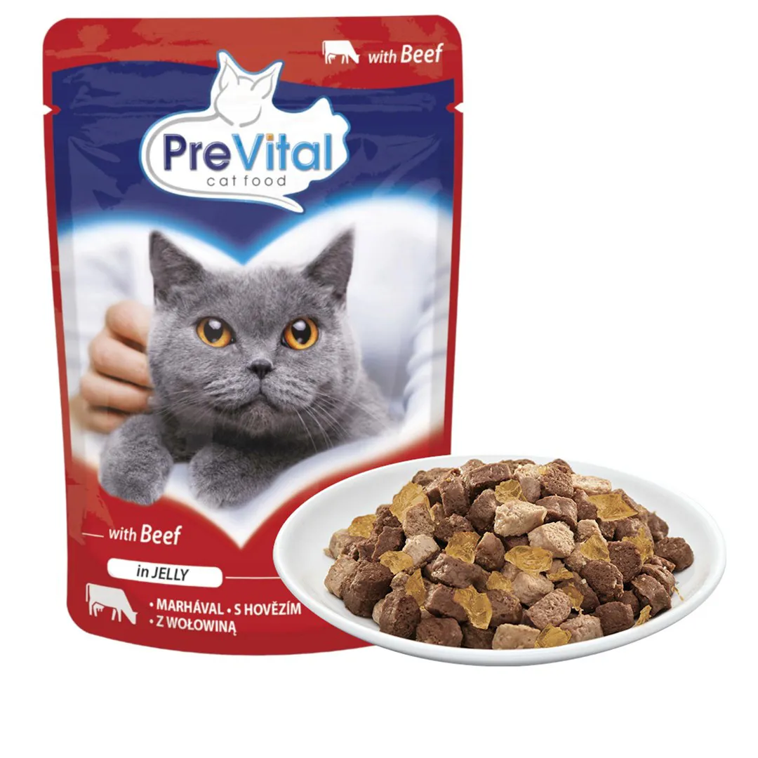 PREVITAL Beef in jelly - šlapias kačių maistas - 100g