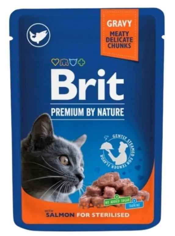 BRIT Premium Cat Salmon Sterilised - drėgno kačių ėdalo - 100g