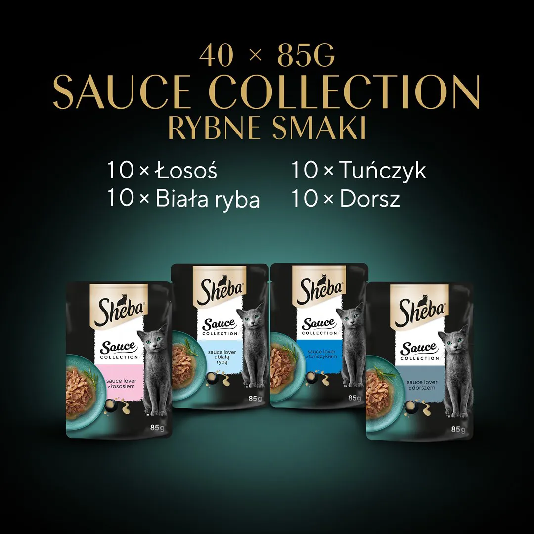 SHEBA Sauce Collection Žuvies skonių kolekcija - šlapias kačių maistas - 40x85 g