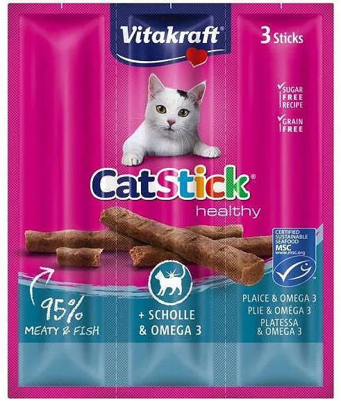 VITAKRAFT CatStick Mini with flounder and Omega-3 - skanėstas katėms - 3 vnt