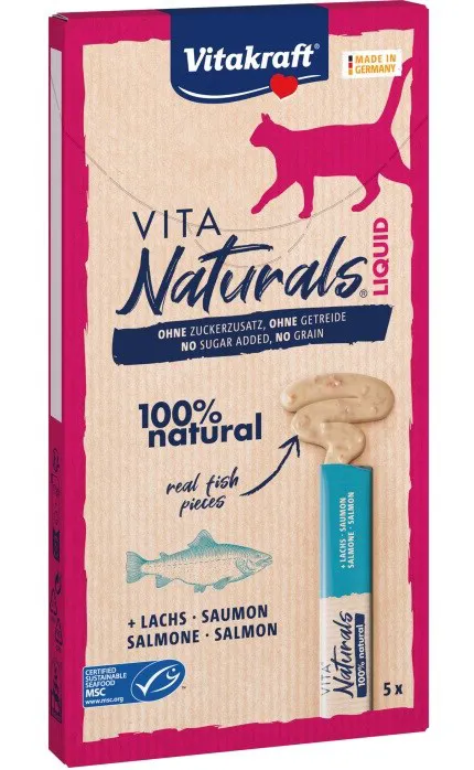 VITAKRAFT Vita Naturals Liquid Salmon - skanėstas katėms - 5 x 15g