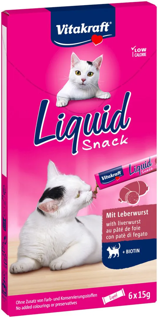 VITAKRAFT Liquid Snack Kepenys su biotinu - kačių delikatesas - 6x15g
