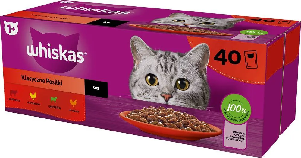 WHISKAS Classic Meals Mix - šlapias kačių maistas - 40x85g