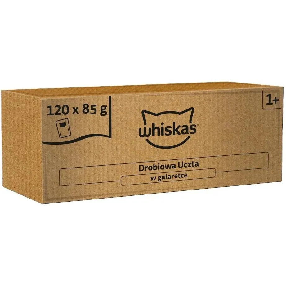 WHISKAS puota želėje su paukštiena – šlapias kačių ėdalas – 120x85g
