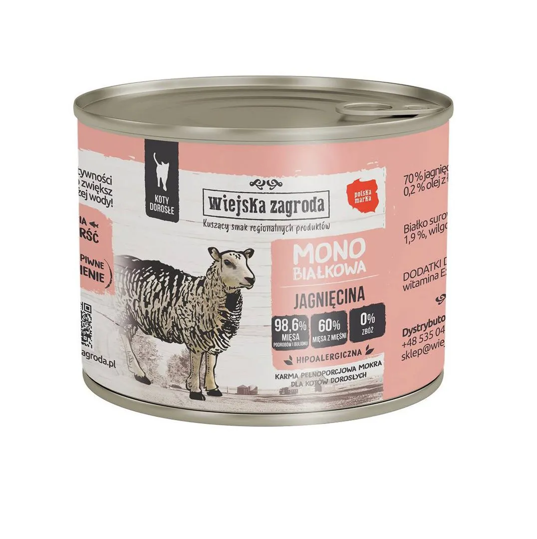 WIEJSKA ZAGRODA Lamb monoprotein - šlapias kačių maistas - 200g