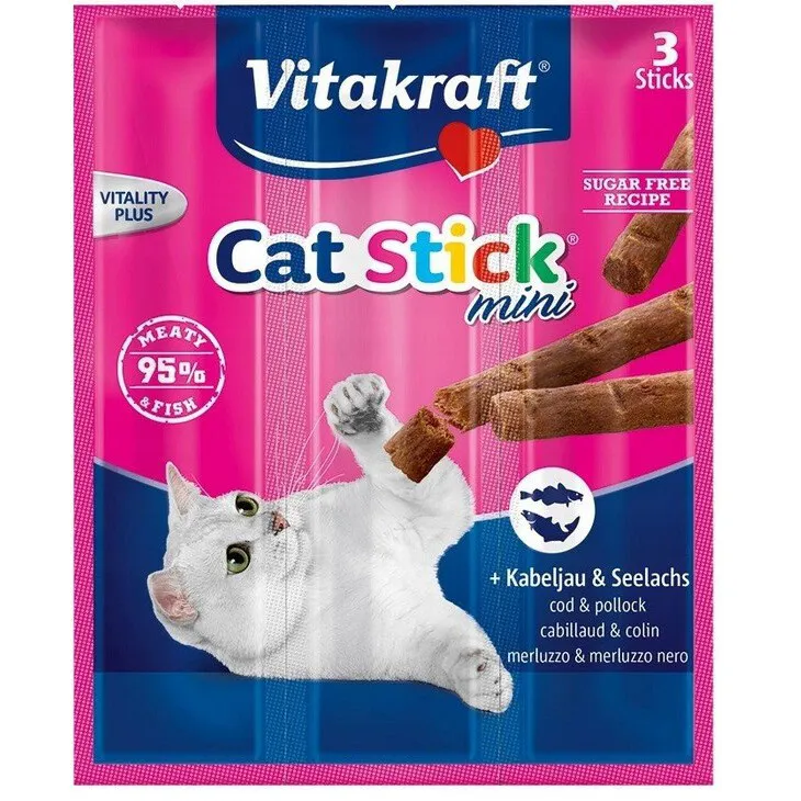 VITAKRAFT Cat Stick Mini Menkė - skanėstas katėms - 3 už vienetą