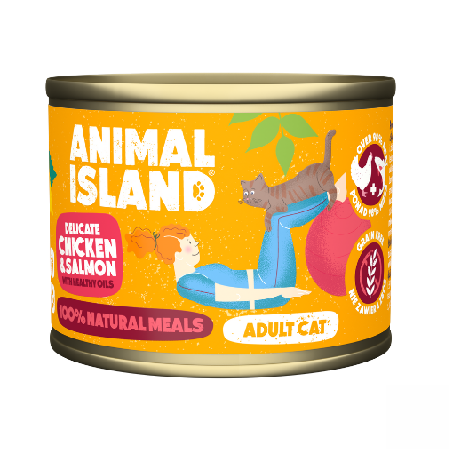 ANIMAL ISLAND Vištiena su lašiša - drėgnas kačių maistas - 200 g