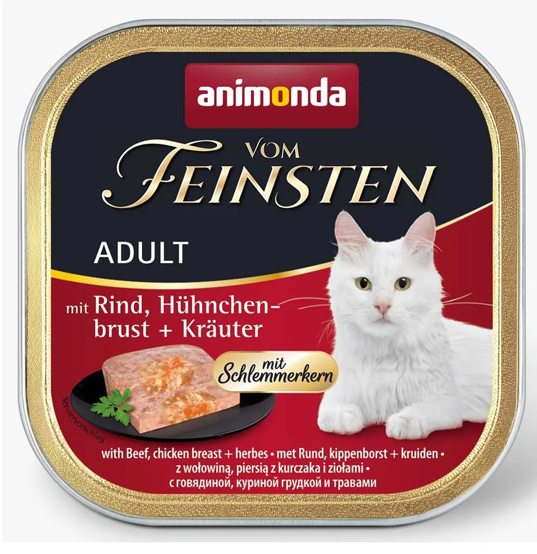 ANIMONDA Vom Feinsten Adult Beef, chicken breast and herbs - šlapias kačių maistas - 100g