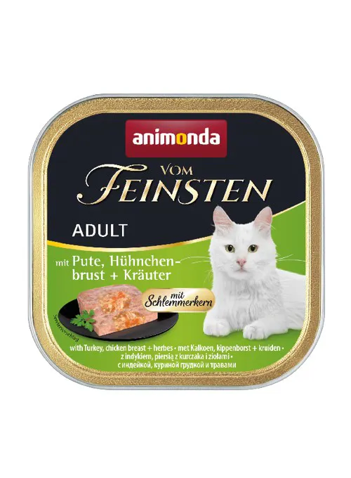 ANIMONDA Vom Feinsten Adult Turkey, chicken breast and herbs - šlapias kačių maistas - 100g