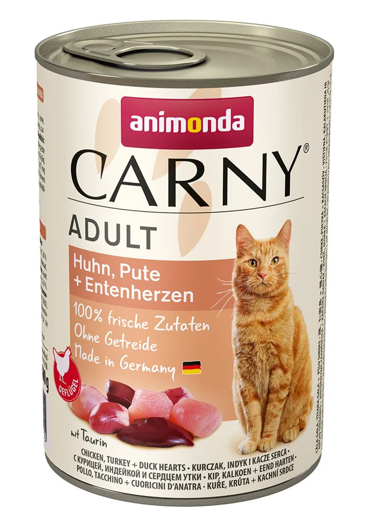 ANIMONDA Carny Adult Chicken, turkey, duck hearts - šlapias kačių maistas - 400g
