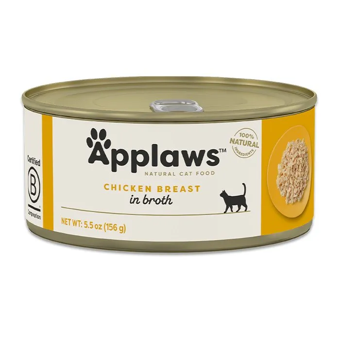 APPLAWS Chicken breast in broth - šlapias kačių maistas - 156g