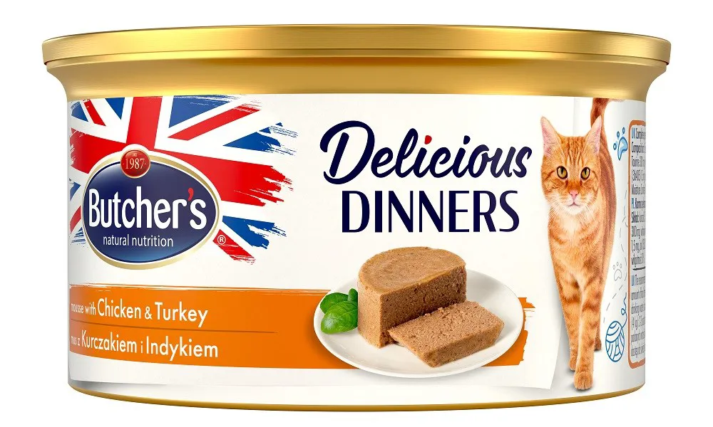 BUTCHER'S Delicious Dinners Chicken with turkey - drėgno kačių ėdalo - 85 g