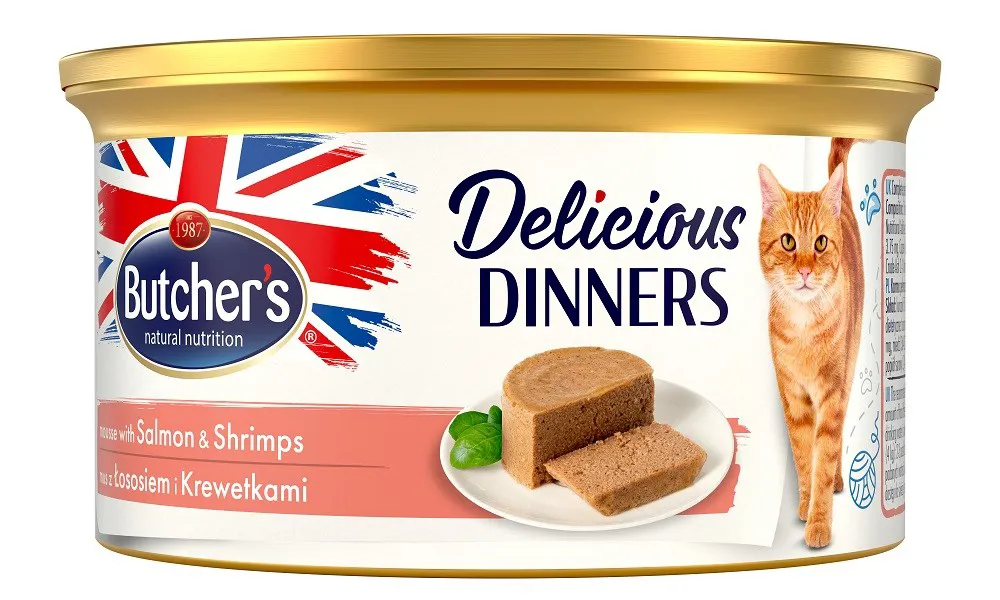 BUTCHER'S Delicious Dinners Salmon and shrimp - drėgno kačių ėdalo - 85 g