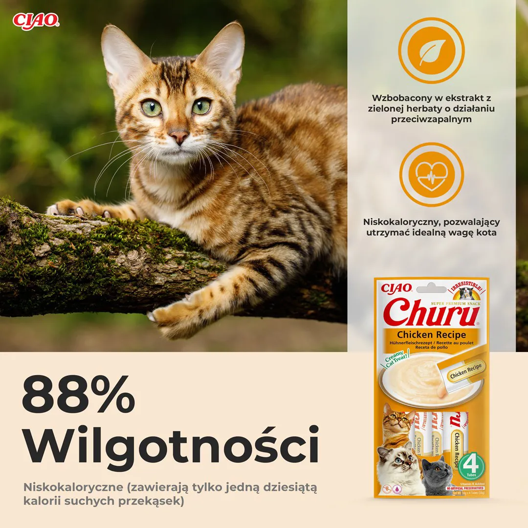 INABA Churu Vištiena - skanėstas katėms - 4x14 g