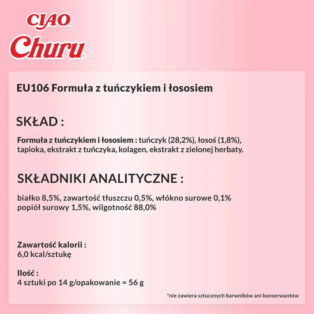 INABA Churu tunas su lašiša - skanėstas katėms - 4x14 g