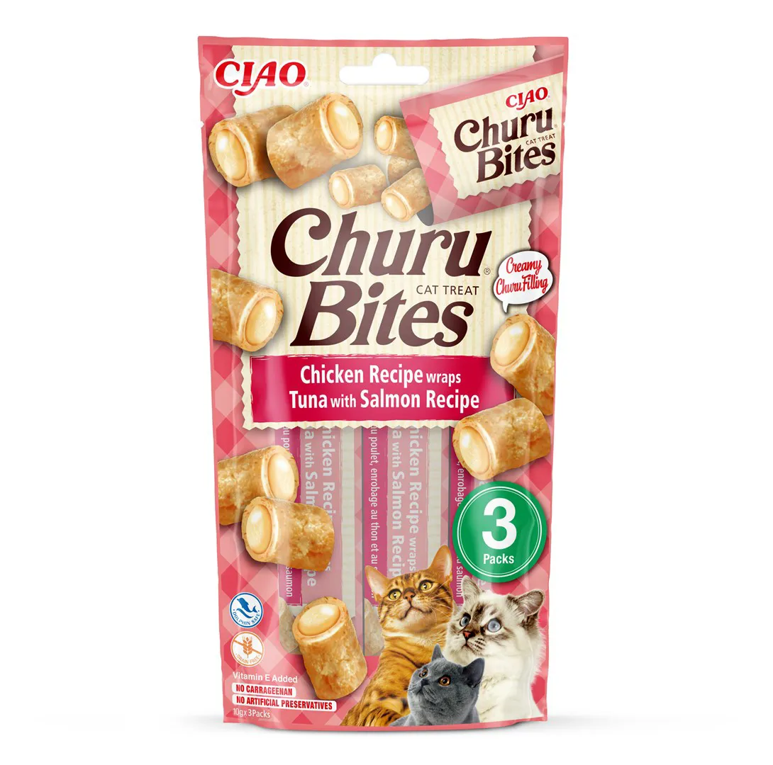 INABA Churu Bites Vištiena su tunu ir lašiša - skanėstas katėms - 3x10 g