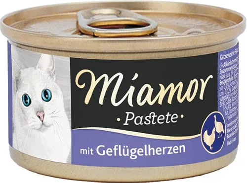 MIAMOR Pastete Poultry hearts - šlapias kačių maistas - 85g