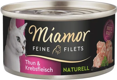 MIAMOR Feine Filets Naturell Tuna with crab - šlapias kačių maistas - 80g