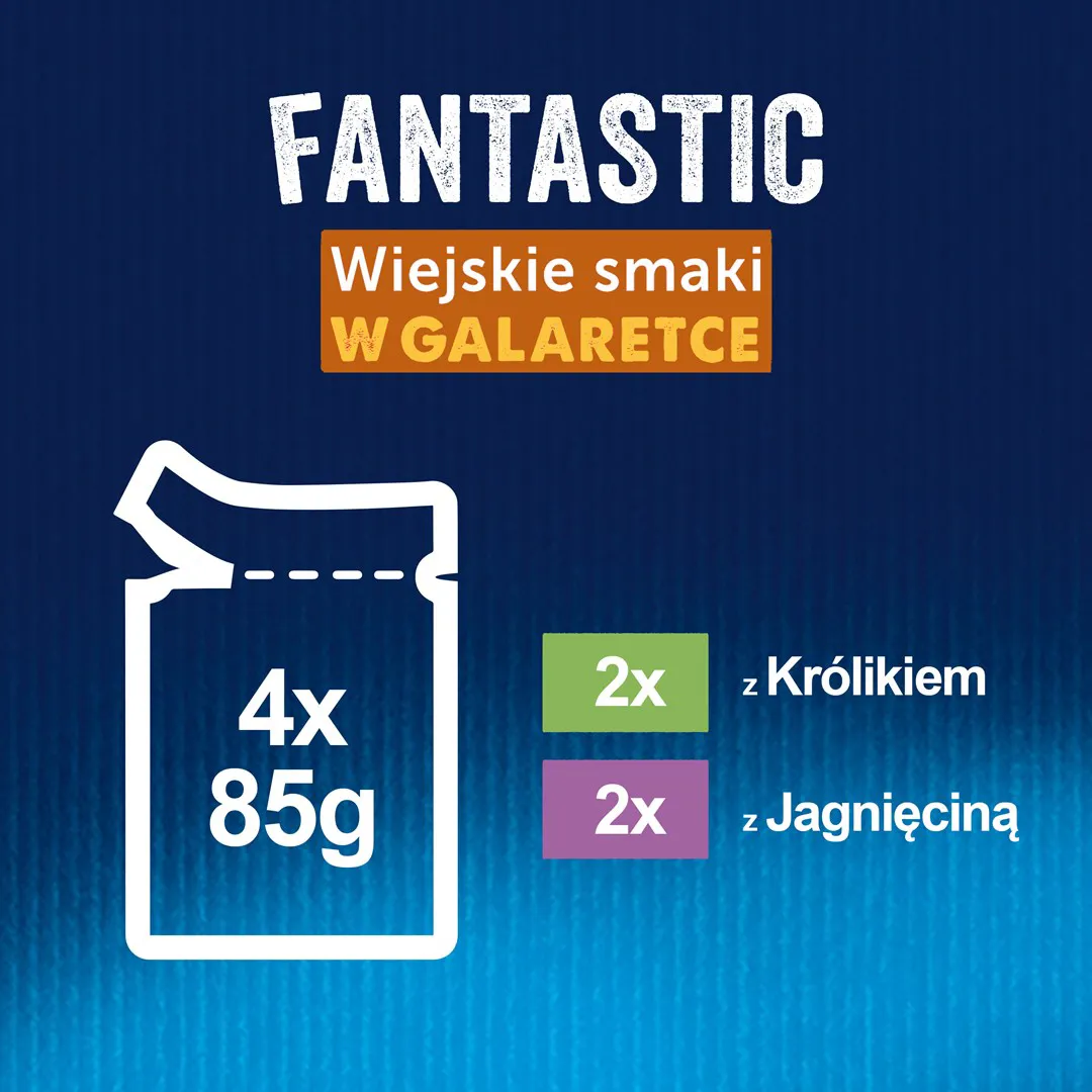 Felix Fantastic triušiena, ėriena - drėgnas kačių ėdalas 340g (4x 85g)
