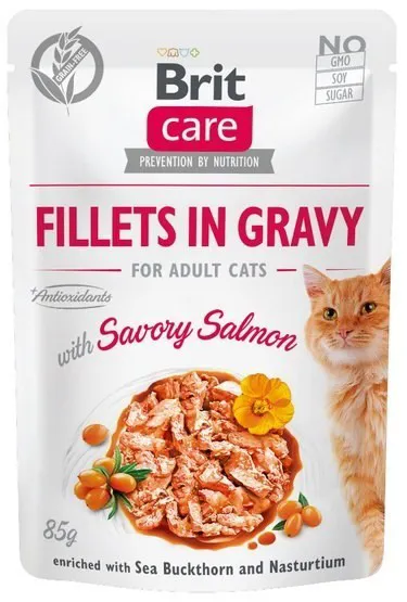 BRIT Care Fillets in Gravy lašišos filė padaže - drėgnas maistas katėms - 85 g
