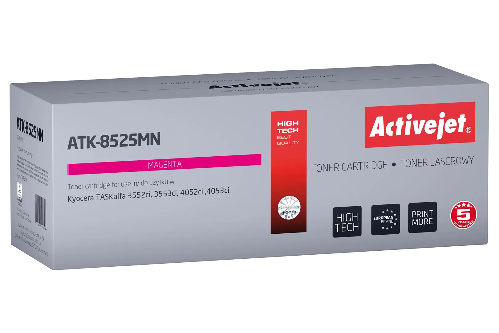Activejet ATK-8525MN tonerio kasetė Kyocera spausdintuvams; Pakaitinė Kyocera TK-8525M; Aukščiausia; 20000 puslapių; magenta