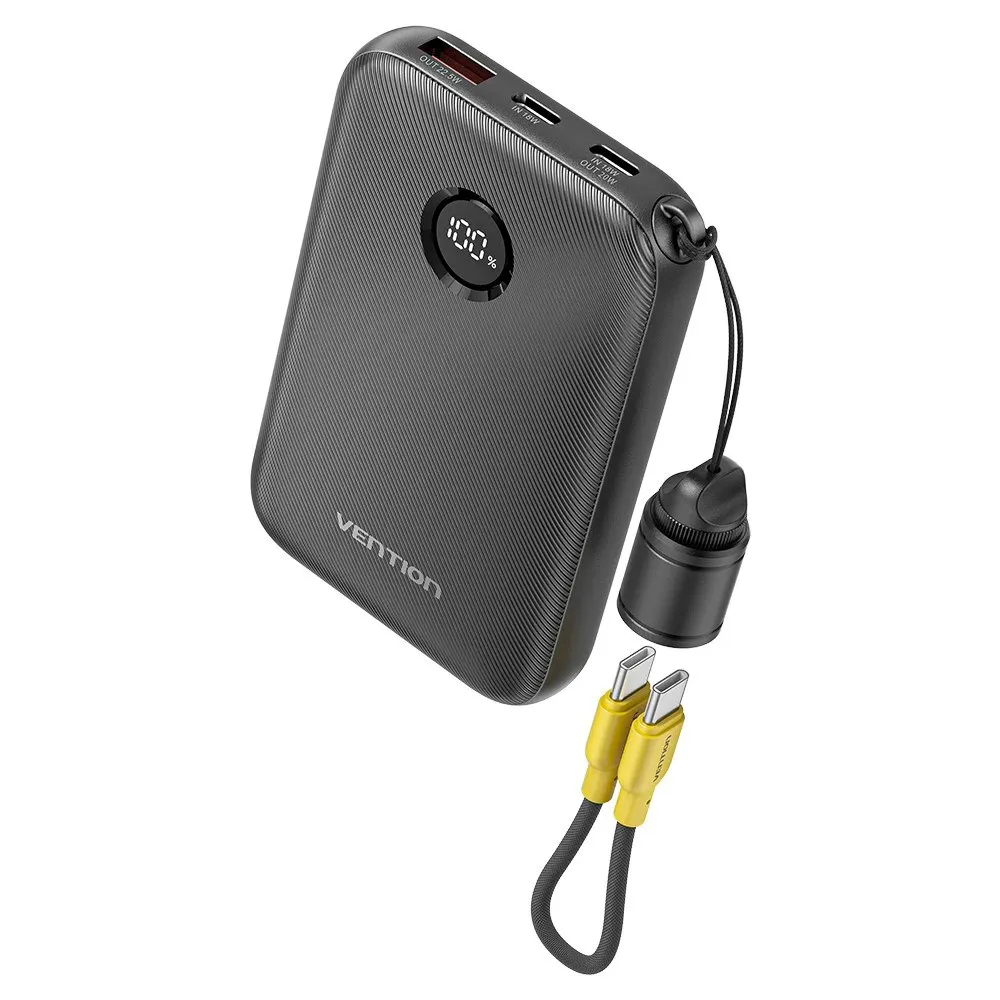 Vention 10000 mAh Išorinis akumuliatorius 2xUSB-C 1xUSB-A 22,5 W, juodas