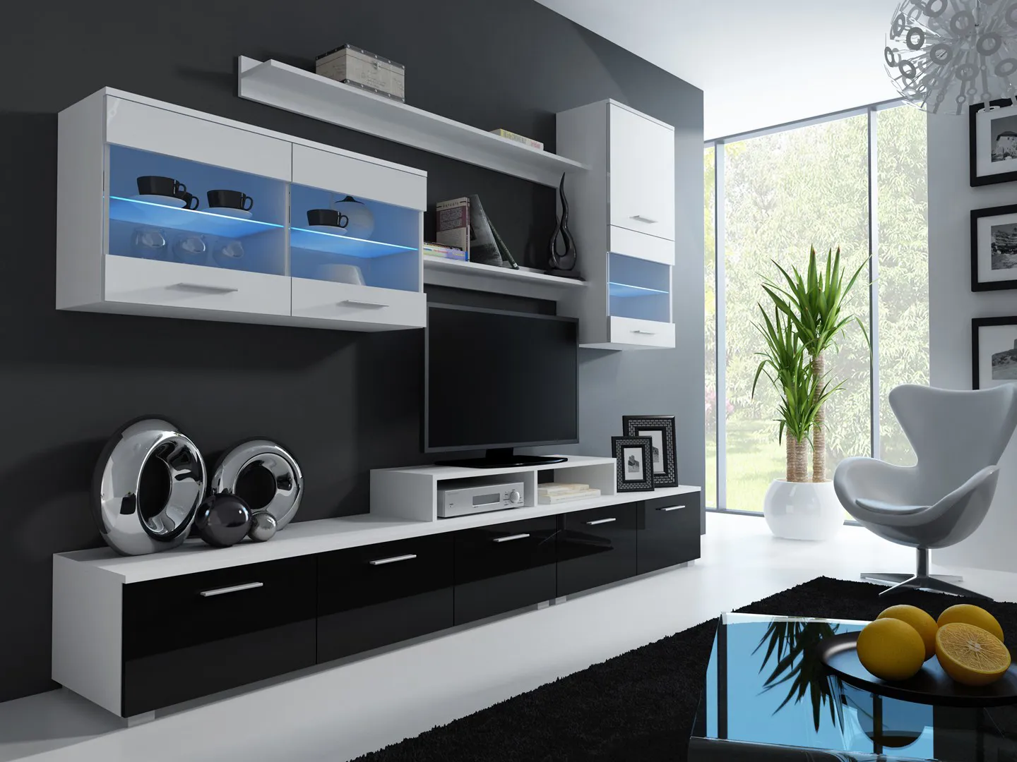 Cama LOGOII BI/BI+CZ svetainės sekcija Spinta daiktams ir garso / vaizdo technikai laikyti