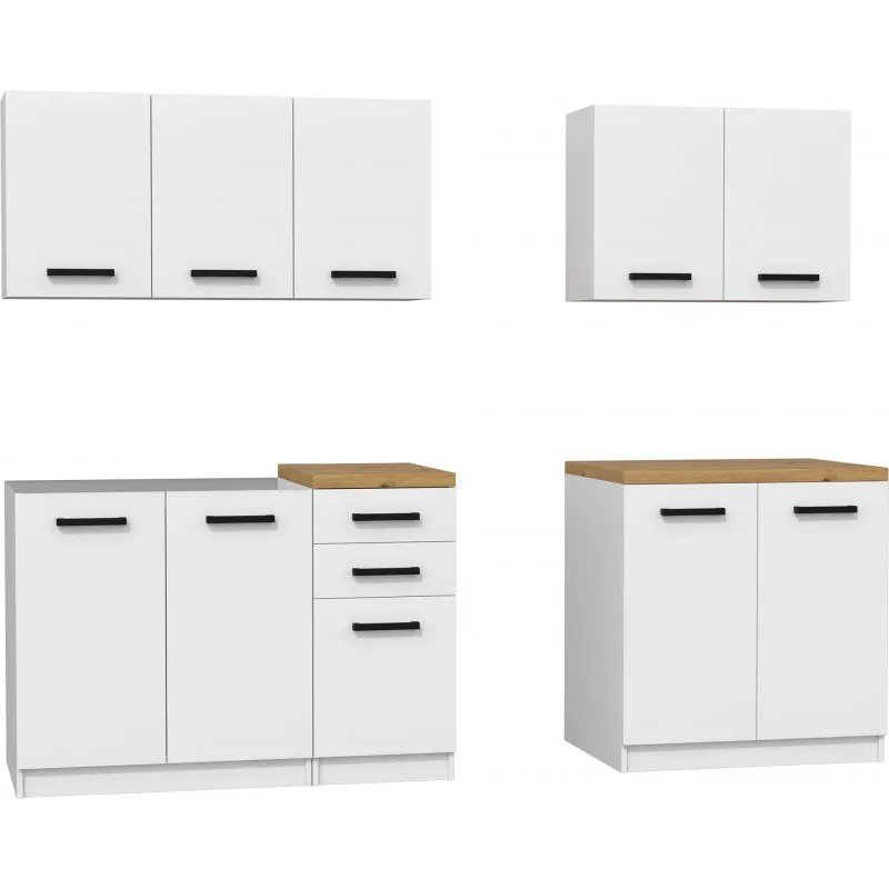 Topeshop KUCHNIA SET 200 BIEL virtuvės ir valgomojo baldų komplektas