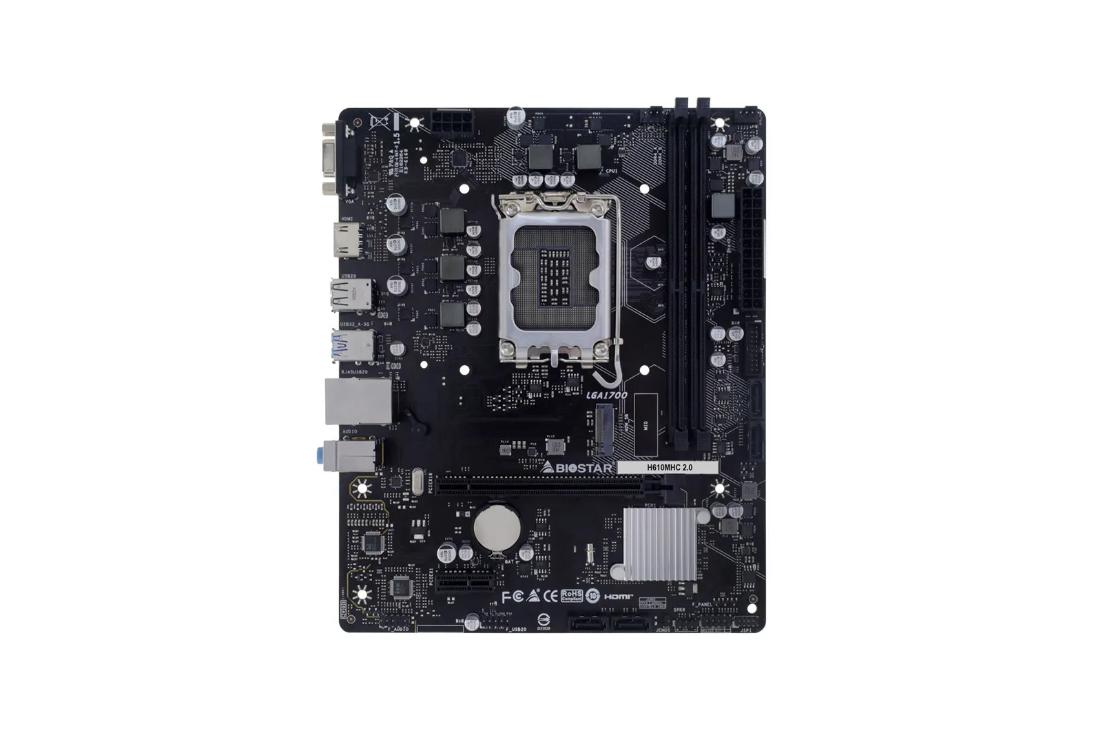 Biostar H610MHC 2.0 pagrindinė plokštė Intel H610 LGA 1700 „micro ATX“
