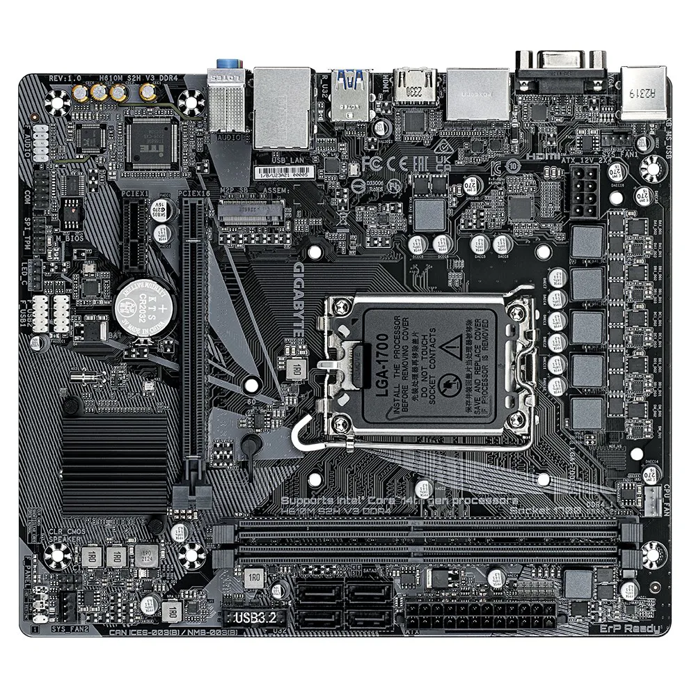 Gigabyte H610M S2H V3 DDR4 pagrindinė plokštė Intel H610 Express LGA 1700 „micro ATX“