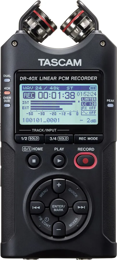Tascam DR-40X - Nešiojamasis skaitmeninis diktofonas su USB sąsaja, 2 x stereo įrašymas