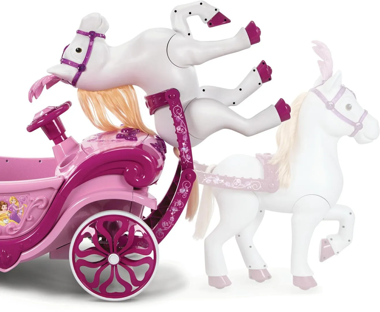 Huffy Elektrinė Disney Princess karieta su arkliu 6 V rožinė