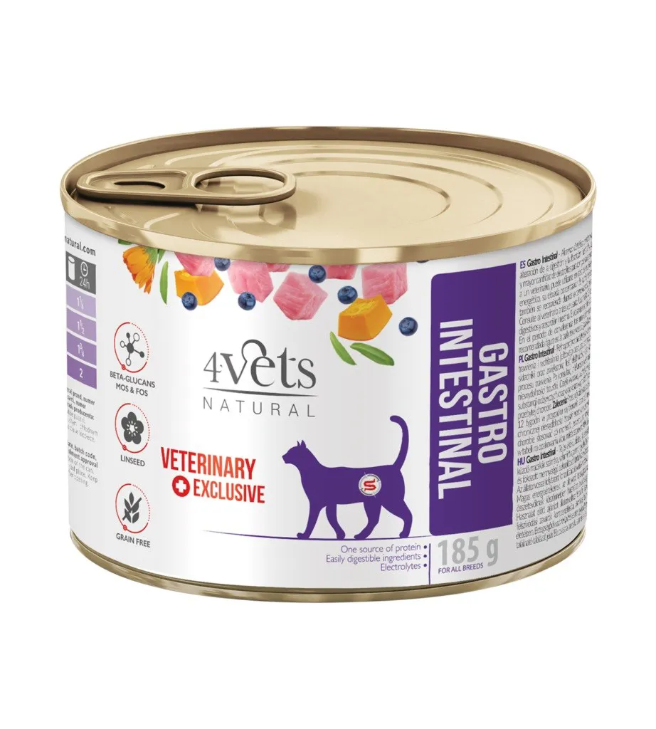 4VETS Natural Gastro Intestinal Cat - drėgnas kačių maistas - 185 g